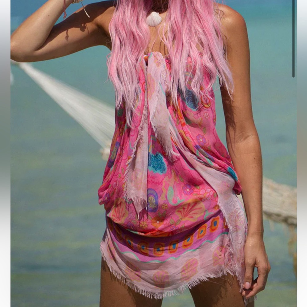 NWT Spell Aquarius Travel Scarf in Cosmopolitan Pink